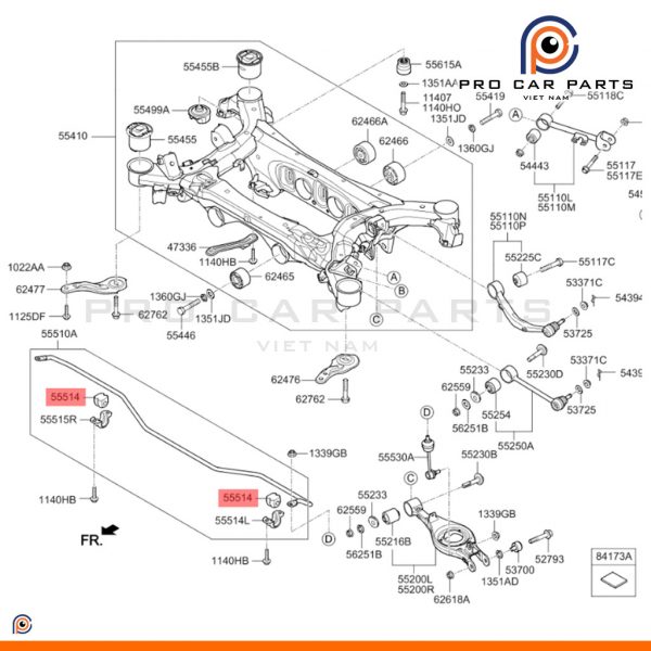 Cao su cân bằng sau Elantra 2016-2019