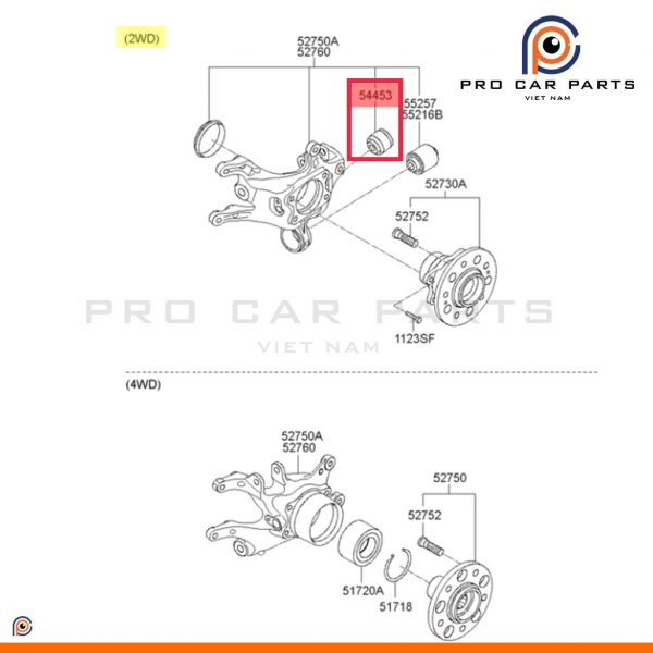 Cao su moay ơ sau nhỏ Elantra 2006-2011