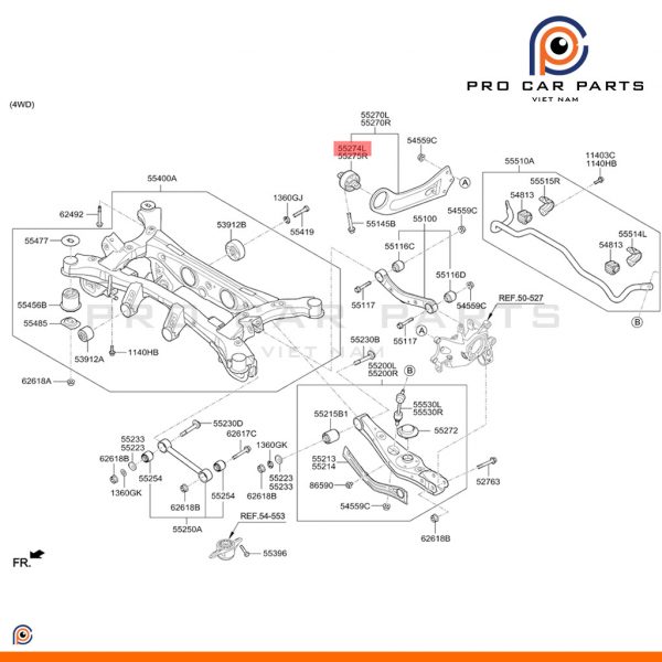 Cao su thanh giằng dọc sau Tucson 2015-2020-