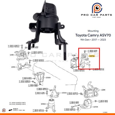 Cao su chân máy sau Camry 2017- (ASV70, ASV71, AXVA70