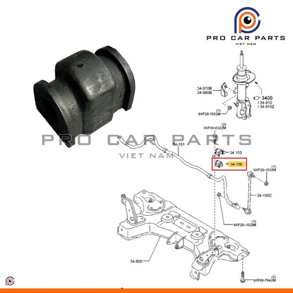 Cao su cân bằng trước Mazda 2 2007-2014 (DE)