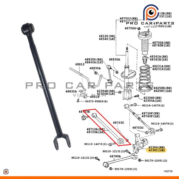 Thanh giằng ngang sau Camry 2001-2006 (Cây cố định)