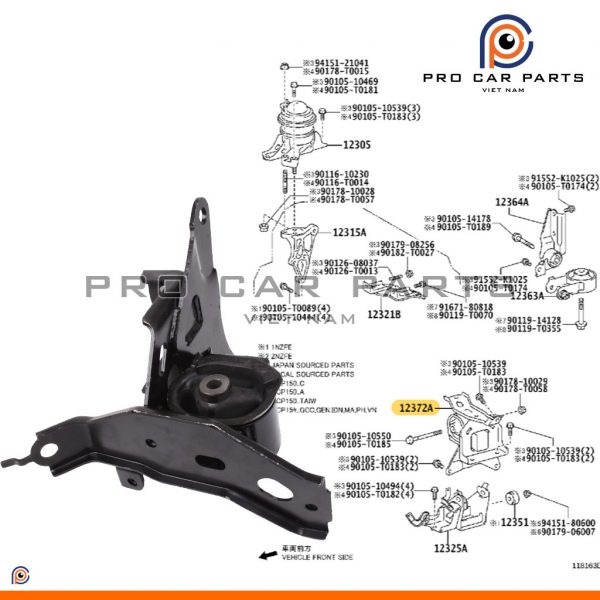Chân máy trái Vios 2014-2016 AT (Số Tự Động)