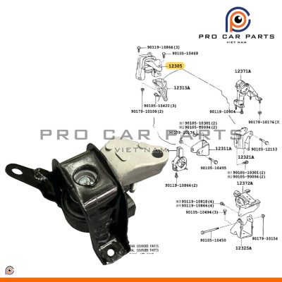 Cao su chân máy phải Altis 2000-2007 AT/MT (ZZE121, ZZE122)