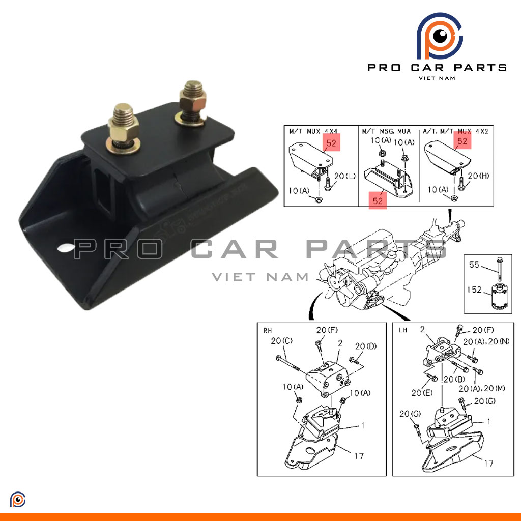 Cao su chân hộp số Isuzu MU-X 2013- AT