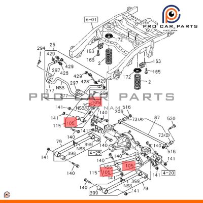 Cao su thanh giằng dọc sau trên Isuzu MU-X 2014- (Động cơ 2.5, 3.0)